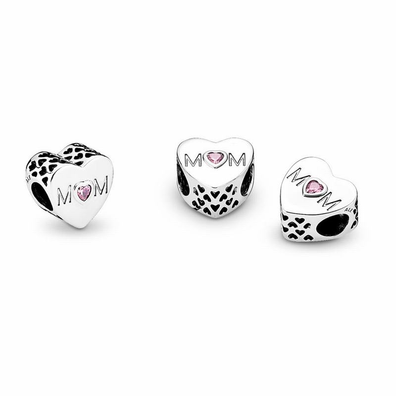 Pandora Mother Heart Charm Ireland - Sterling Silver/Cubic Zirconia - 895126KVT